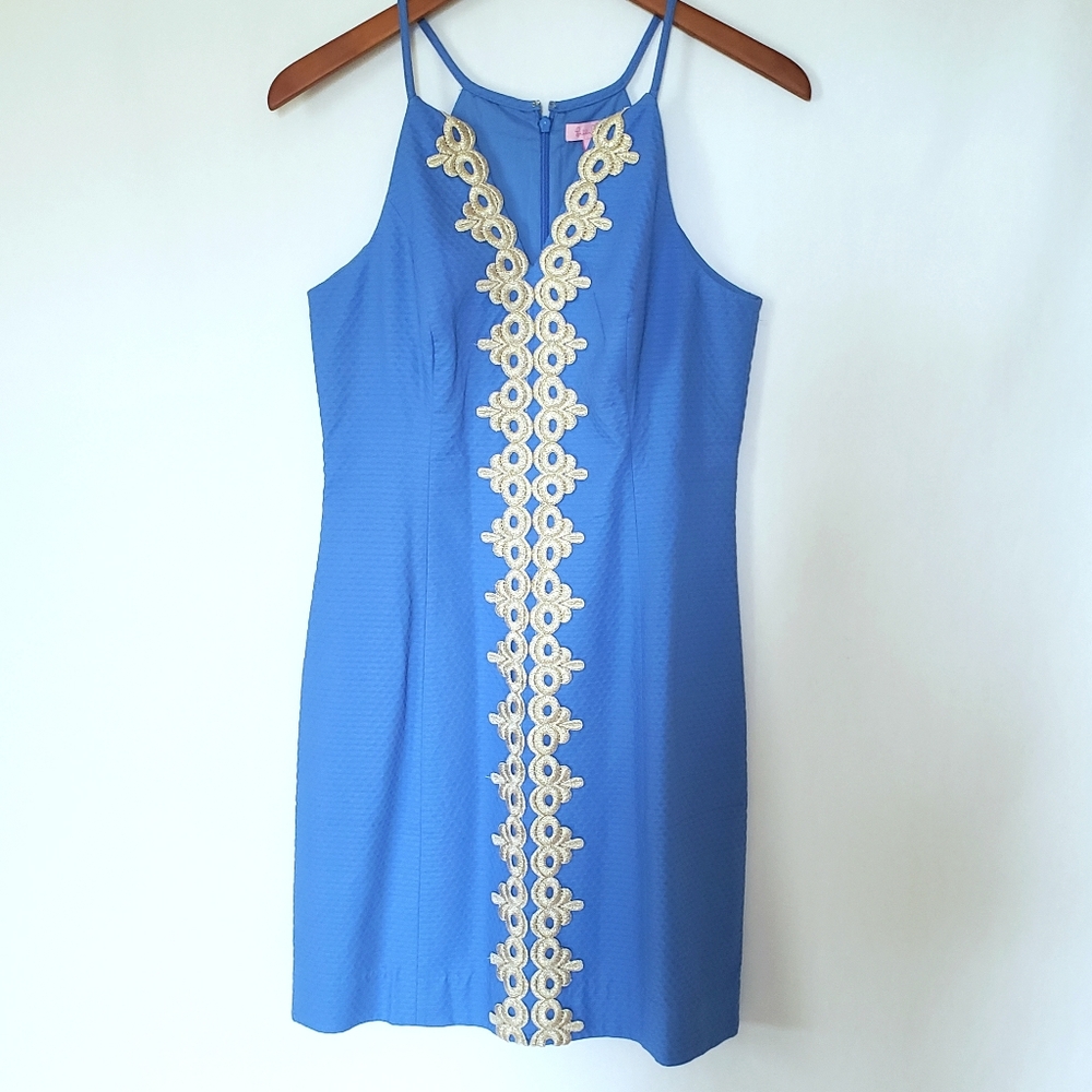 Lilly Pullitzer Pearl Shift Dress Lapis Blue Sz 6 - Picture 5 of 11